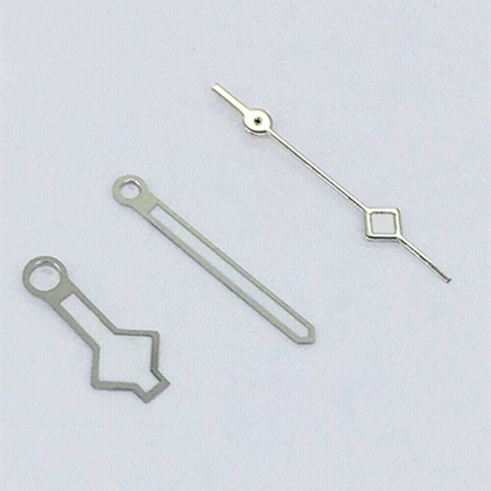 Silver trim green luminous watch hands compatible with Asian 8215/2813/8205 movement, enhancing precise timekeeping accuracy.