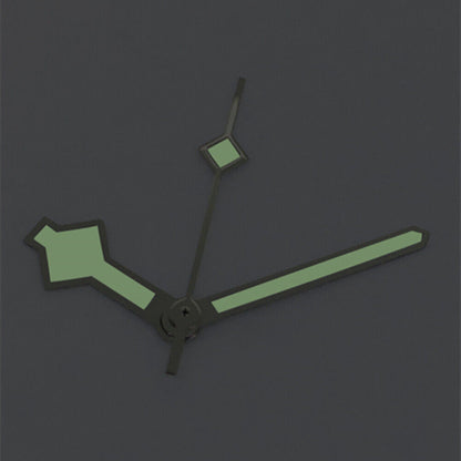 Silver trim green luminous watch hands for Asian 8215/2813/8205 movement, enhancing precision and night visibility.