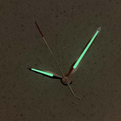 Green luminous watch hands with silver trim, Seiko style, for NH35/NH36/4R/7S movements, watch accessory.