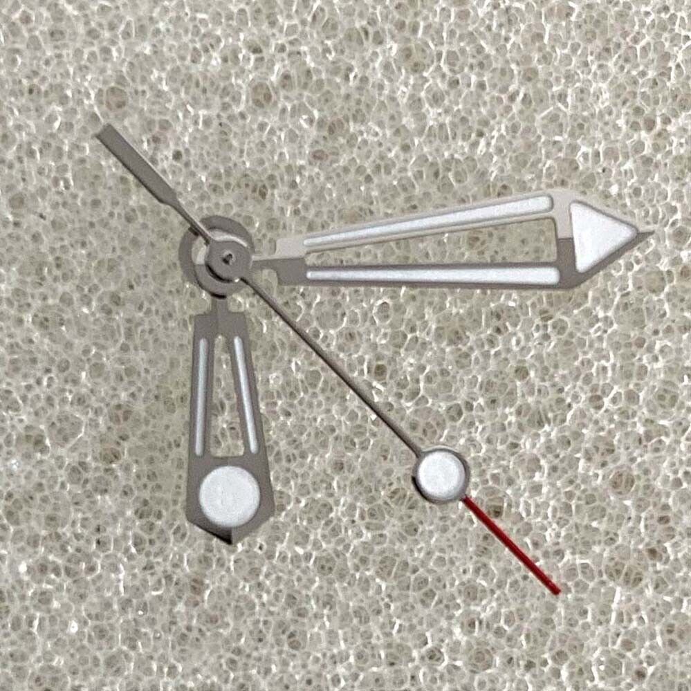 Green luminous silver trim hollow watch hands designed for NH35, NH36, 4R, and 7S movements.