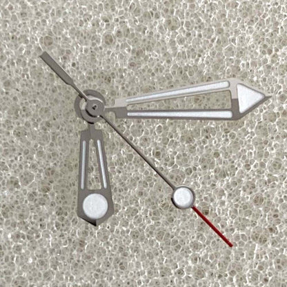 Green luminous silver trim hollow watch hands designed for NH35, NH36, 4R, and 7S movements.