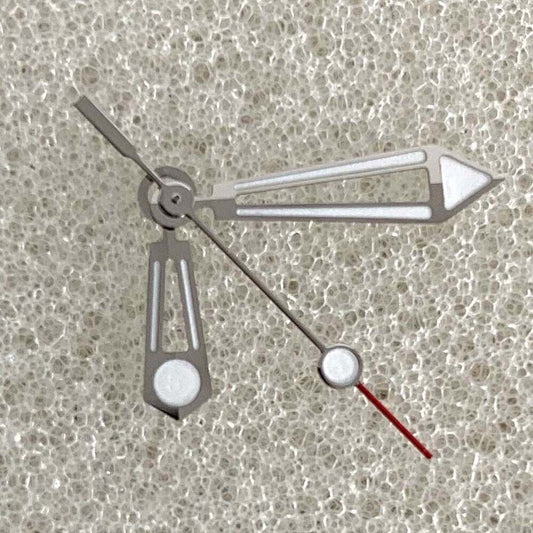 Green luminous silver trim hollow watch hands designed for NH35, NH36, 4R, and 7S movements.