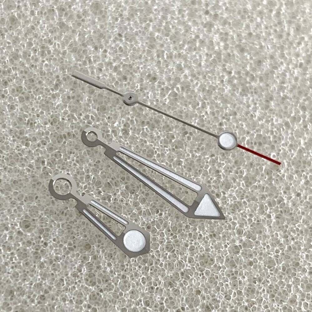 Green luminous silver hollow watch hands, designed for NH35/NH36/4R/7S mechanical movements.