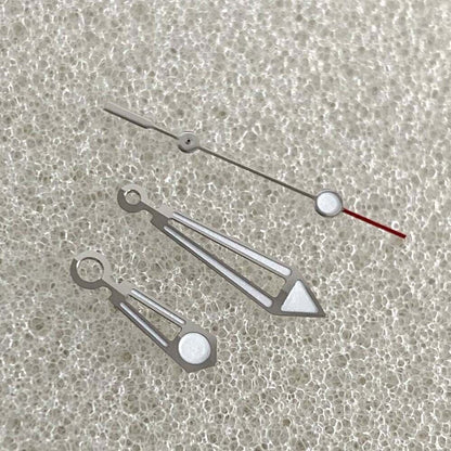 Green luminous silver trim hollow watch hands compatible with NH35, NH36, 4R, 7S movements.