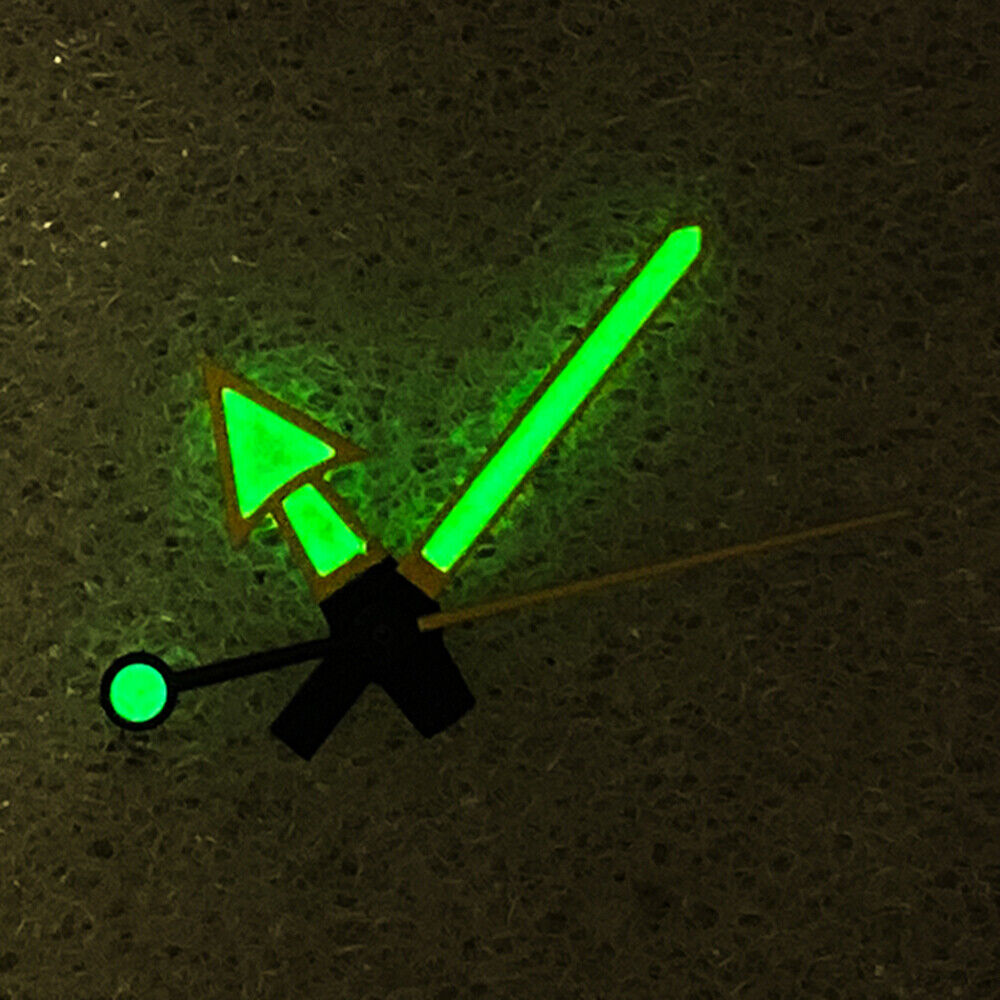 C3 green luminous watch hands with yellow trim for NH35/NH36/4R36 SKX007 movements