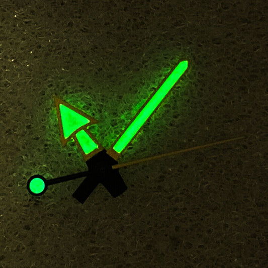 C3 green luminous watch hands with yellow trim for NH35/NH36/4R36 SKX007 movements