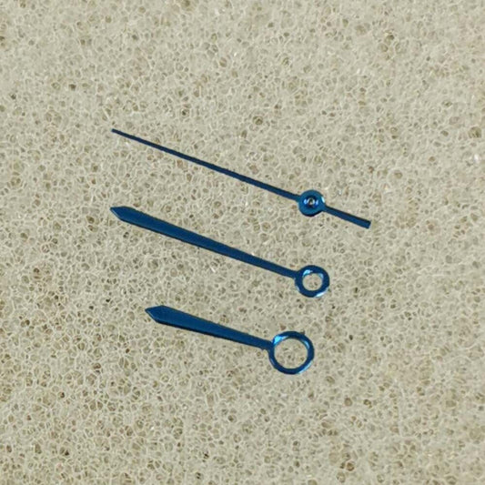 Blue polished watch hands for NH35/NH36/4R/7S 8215 movement, precision fit, no lume, from Brand New.