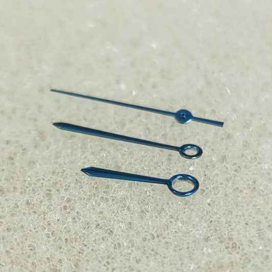 Blue polished watch hands for NH35/NH36/4R/7S 8215 movement, precision fit, no lume, from Brand New.