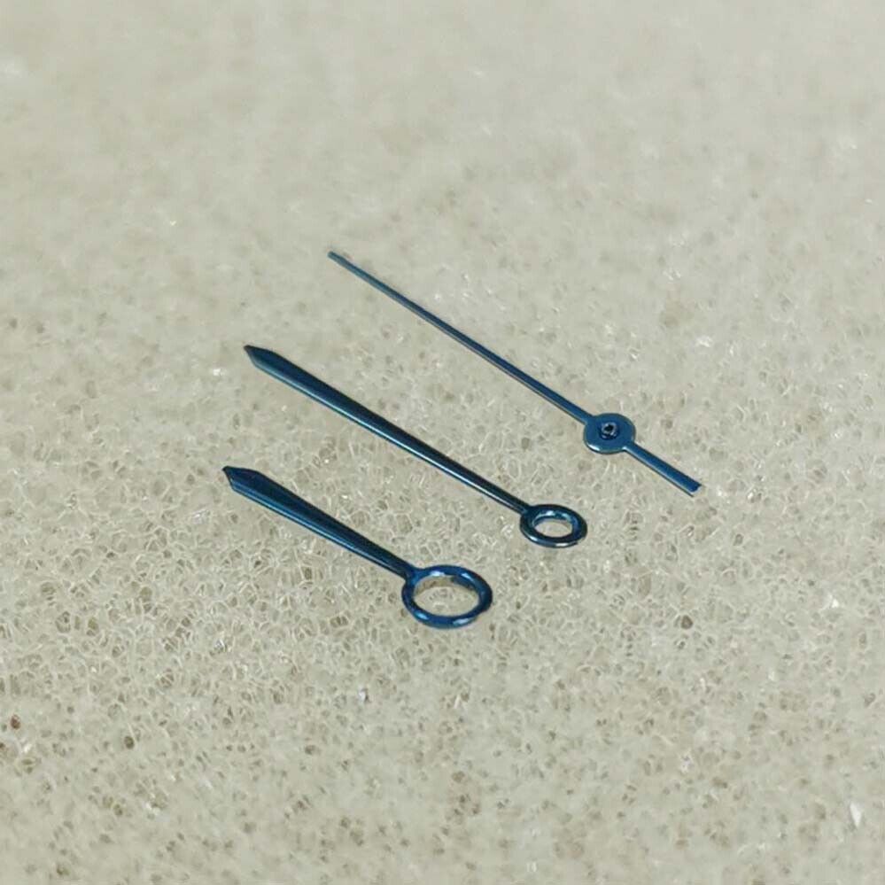 Blue polished watch hands compatible with NH35/NH36/4R/7S 8215 movements, precision fit by Brand New.
