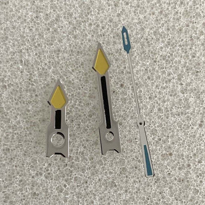 Color block silver trim watch hands, compatible with NH35/NH36/4R/7S movements for precision timekeeping.