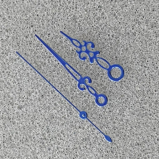 Rose gold snowflake-shaped blue watch hands for NH35/NH36/4R/7S movements, no lume, stylish design.