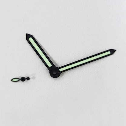 Green luminous watch hands with black trim for ST3600/ST3620 ETA6497/6498 movement.