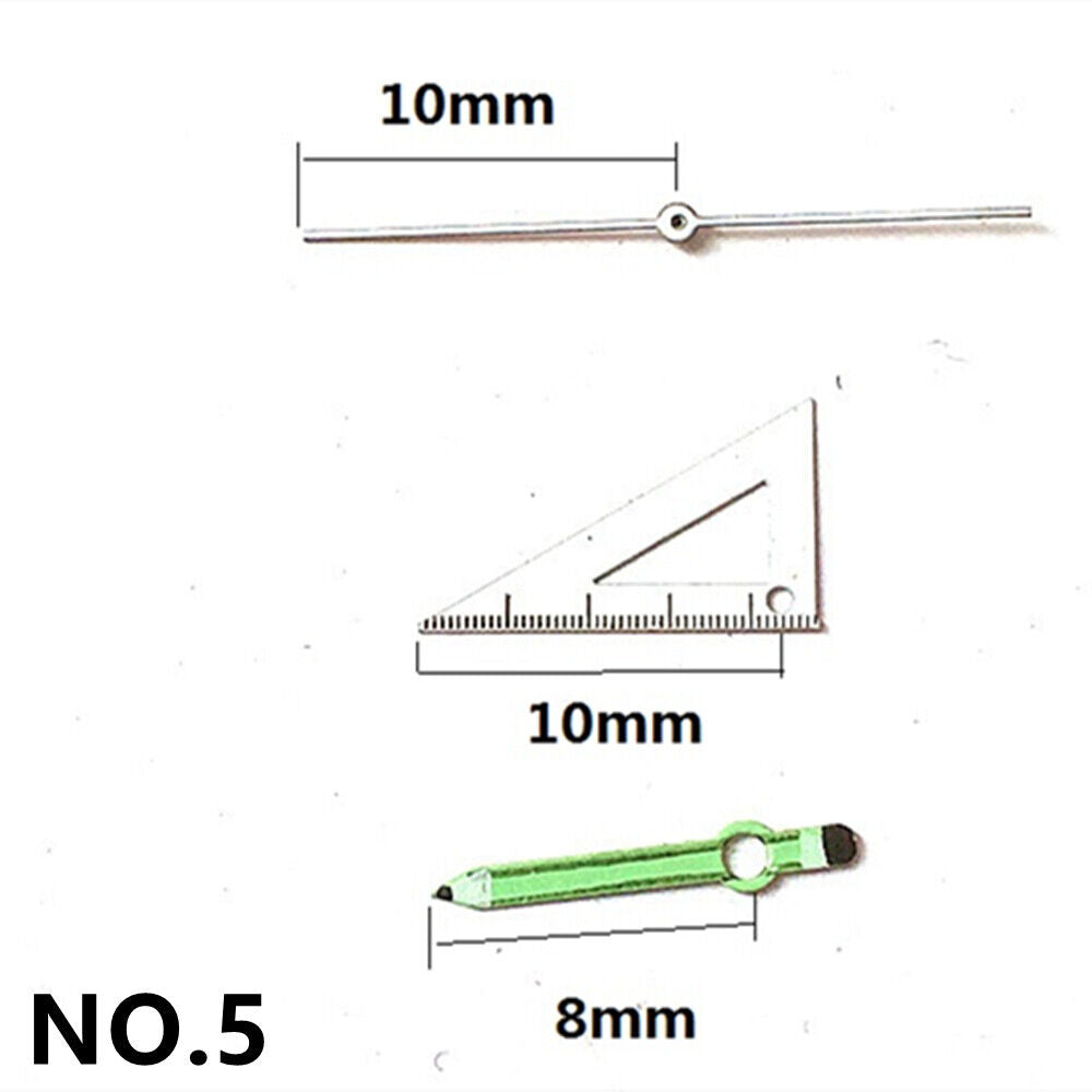 Triangular ruler-style irregular watch hands for Miyota 2035 movement, precision design.