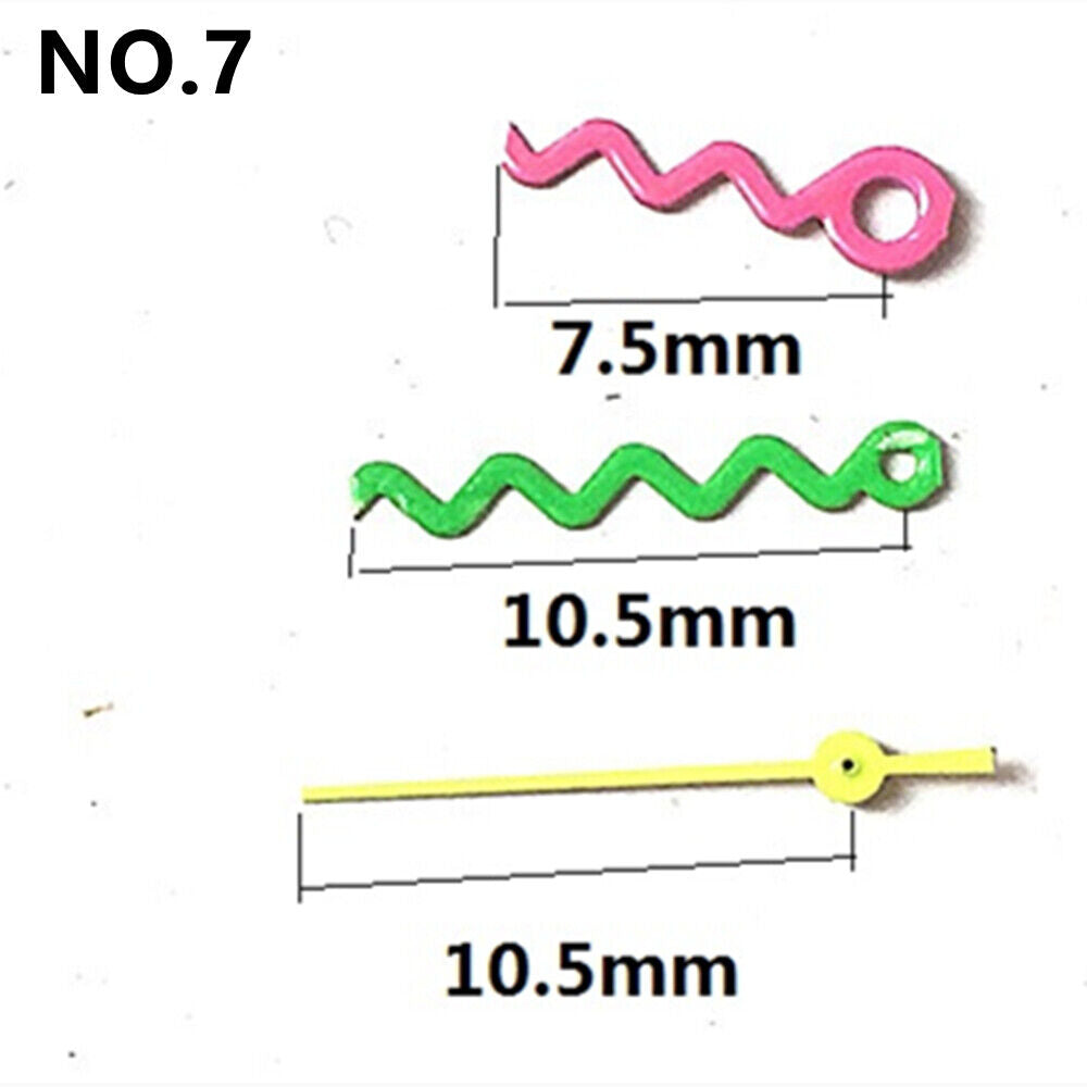 Green Wave Line watch hands for Miyota 2035 quartz movement, stylish irregular design.