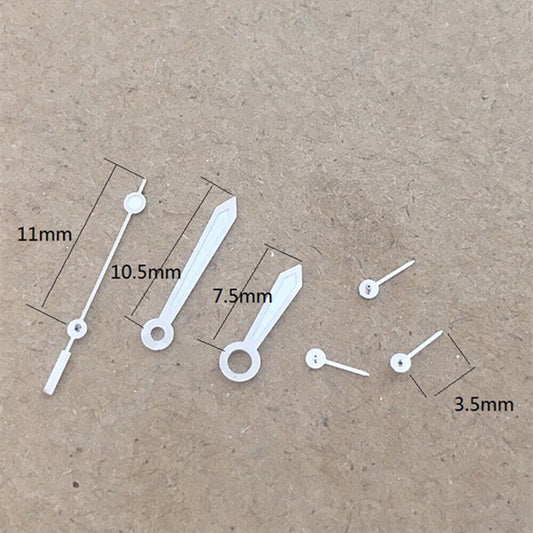 Aiguilles de montre argentées à 6 aiguilles en forme de flèche de 11 mm pour mouvement à quartz argenté ISA 8172