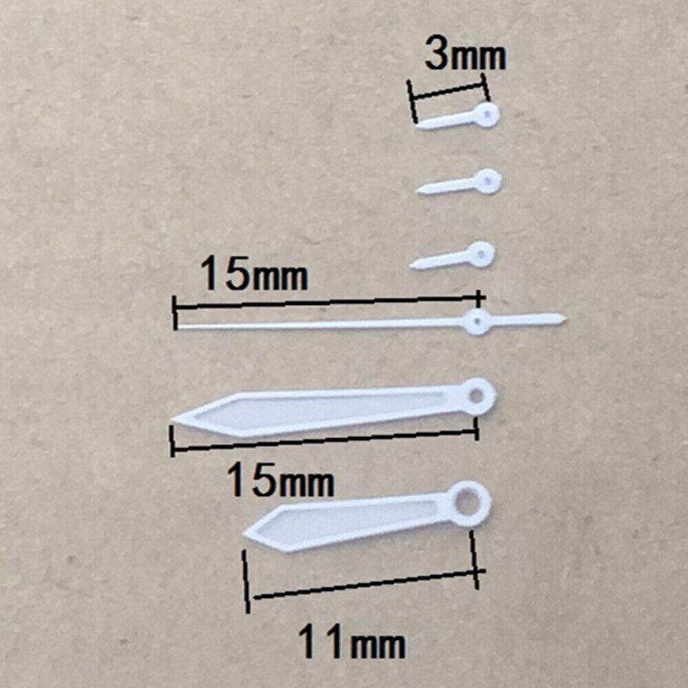 15mm white trim green lume watch hands for ISA 8172 quartz, enhancing visibility and style.
