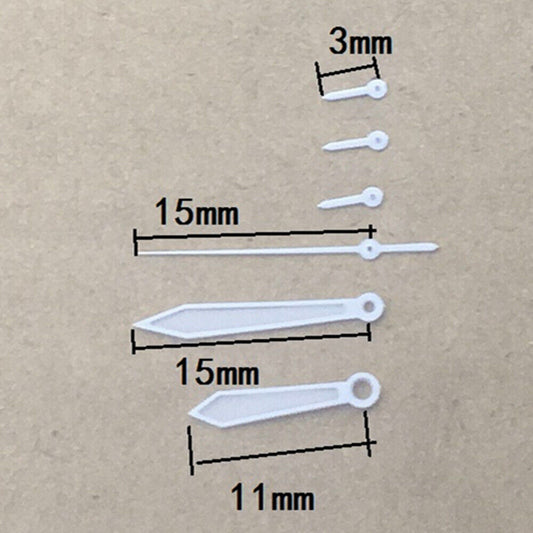 15mm white trim green lume watch hands for ISA 8172 quartz, enhancing visibility and style.