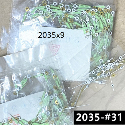 100 Sets 9 mm Silber mit grüner Leuchtzeiger für Miyota 2035 Quarzwerk