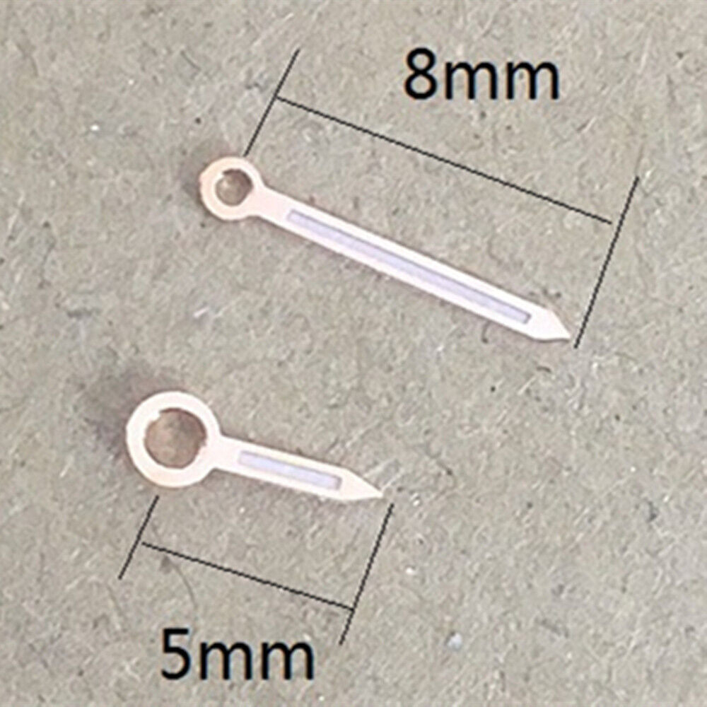 Green lume rose gold watch hands designed for Hattori Epson VJ20 quartz movement, enhancing style and precision.