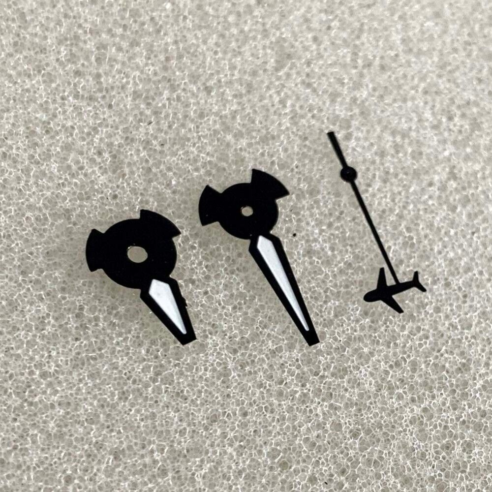 Plane Small Second green lume watch hands with black trim for NH35/NH36/4R/7S movements, perfect for precise timekeeping enhancements.