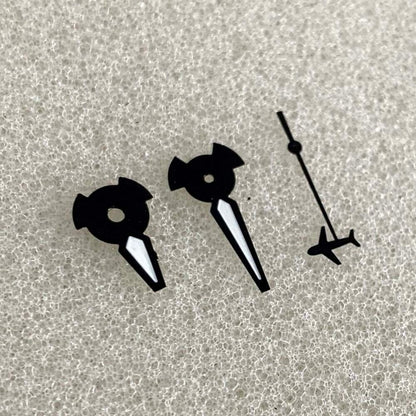 Plane Small Second green lume watch hands with black trim for NH35/NH36/4R/7S movements, perfect for precise timekeeping enhancements.
