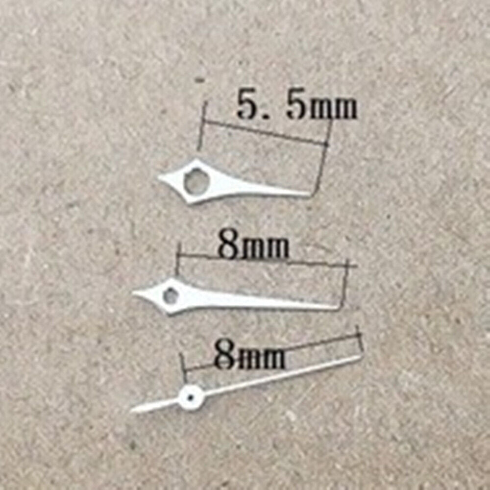 Polished silver Rhombus watch hands 6-11mm for Epson TMI VJ12 quartz movement, sleek design.