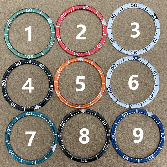 39 mm/32,2 mm weiße Schrift Kreisbogen Abschrägung Aluminium Uhr Lünette Einsatz Uhr Teil