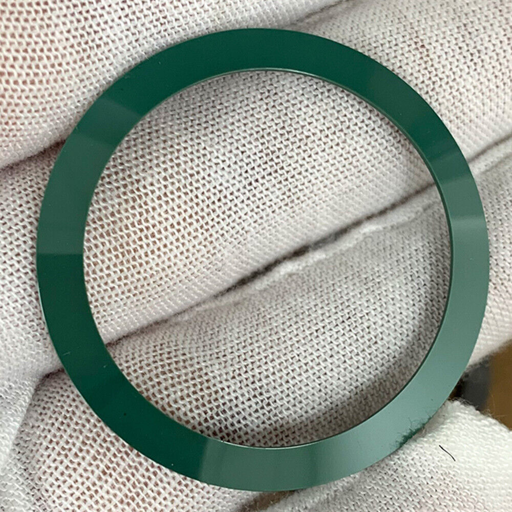 38mm ceramic watch bezel insert with sleek bevel design, no carved font, compatible with various watch parts.