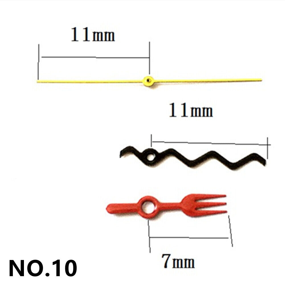 Red Fork Wave Line irregular watch hands designed for Miyota 2035 quartz movement, stylish and precise.