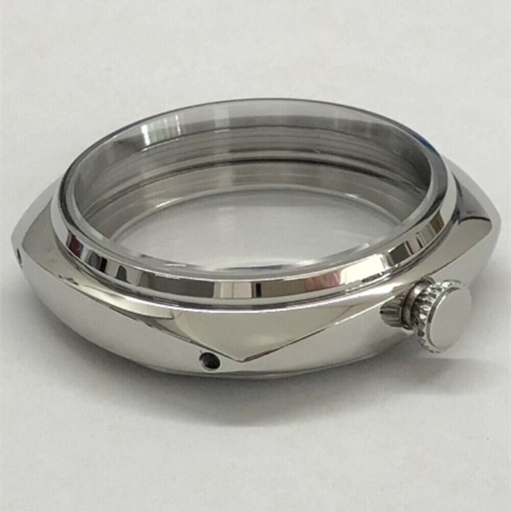 45mm 316L silver watch case by Seagull, compatible with ST3600/ST3621 and ETA6497/6498 movements.