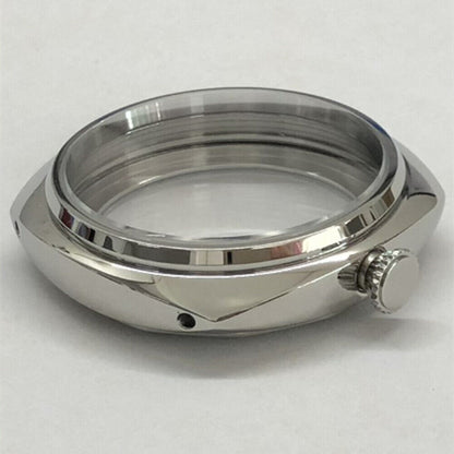 45mm 316L silver watch case by Seagull, compatible with ST3600/ST3621 and ETA6497/6498 movements.