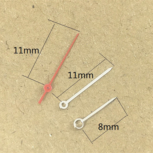 Aiguilles de montre de 11 mm, argentées et rouges, pour mouvement à quartz japonais Miyota 1M12