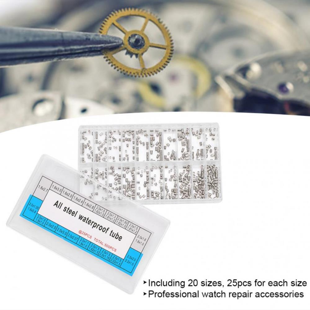 500pcs waterproof watch case tubes set, 20 sizes for precise replacement.