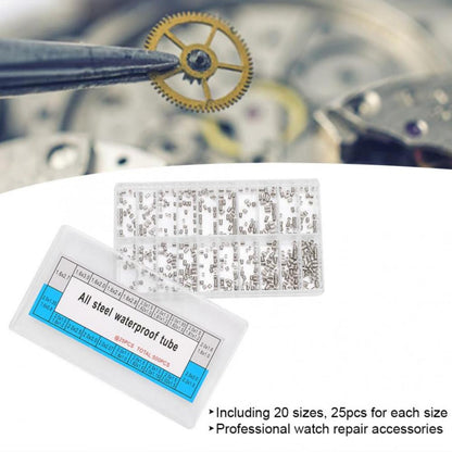 500pcs waterproof watch case tubes set, 20 sizes for precise replacement.
