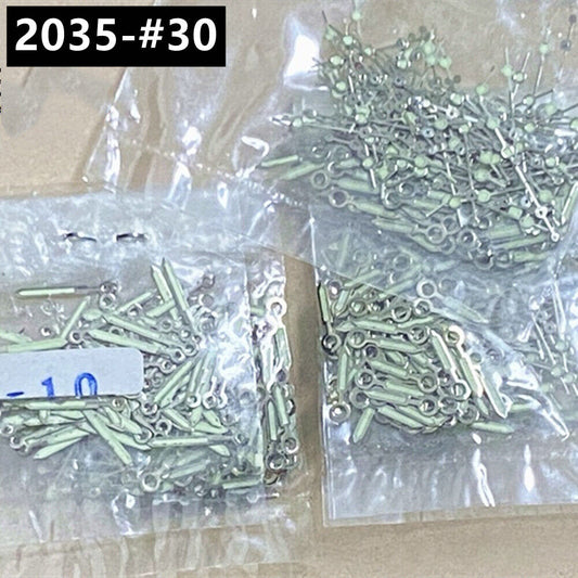 Lot de 100 aiguilles de montre lumineuses argentées et vertes de 10 mm pour mouvement à quartz Miyota 2035
