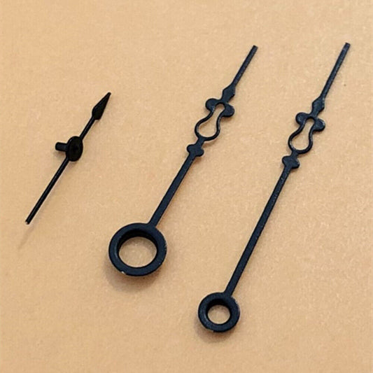 Small black floral watch hands by Seagull, compatible with ST3600/ST3621 and ETA6497/6498 movements, elegant design.