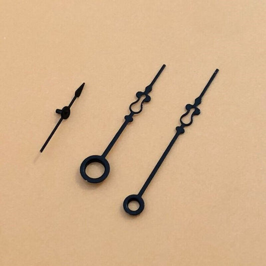 Small black floral watch hands by Seagull, compatible with ST3600/ST3621 and ETA6497/6498 movements, elegant design.