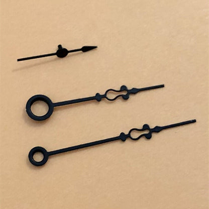 Small black floral watch hands by Seagull, elegant and compatible with ST3600/ST3621 and ETA6497/6498 movements.
