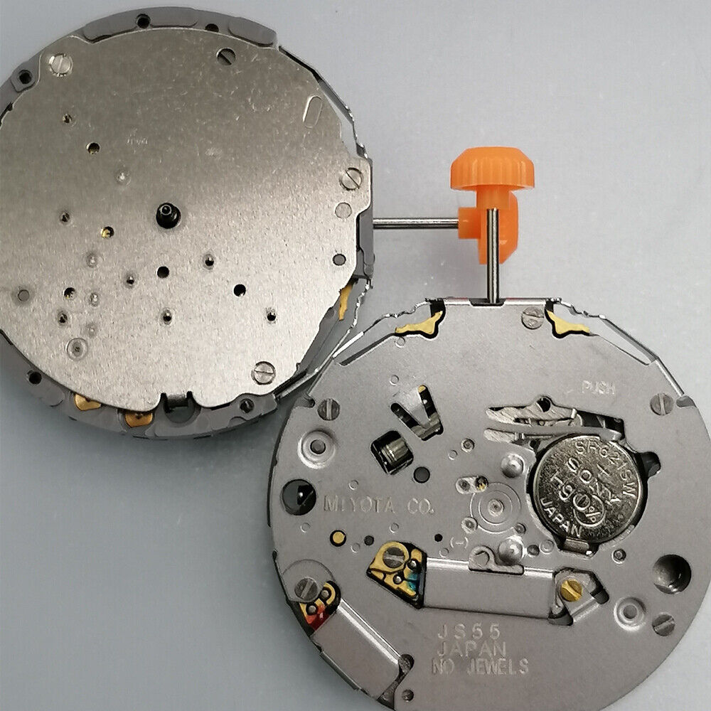 Miyota JS55 Japan quartz watch movement with small second at 7 o?clock, precision timekeeping.