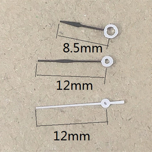 Silberner Sekundenzeiger, hohl, 12 mm, schwarze Uhrzeiger für Miyota 6M12 Quarzwerk