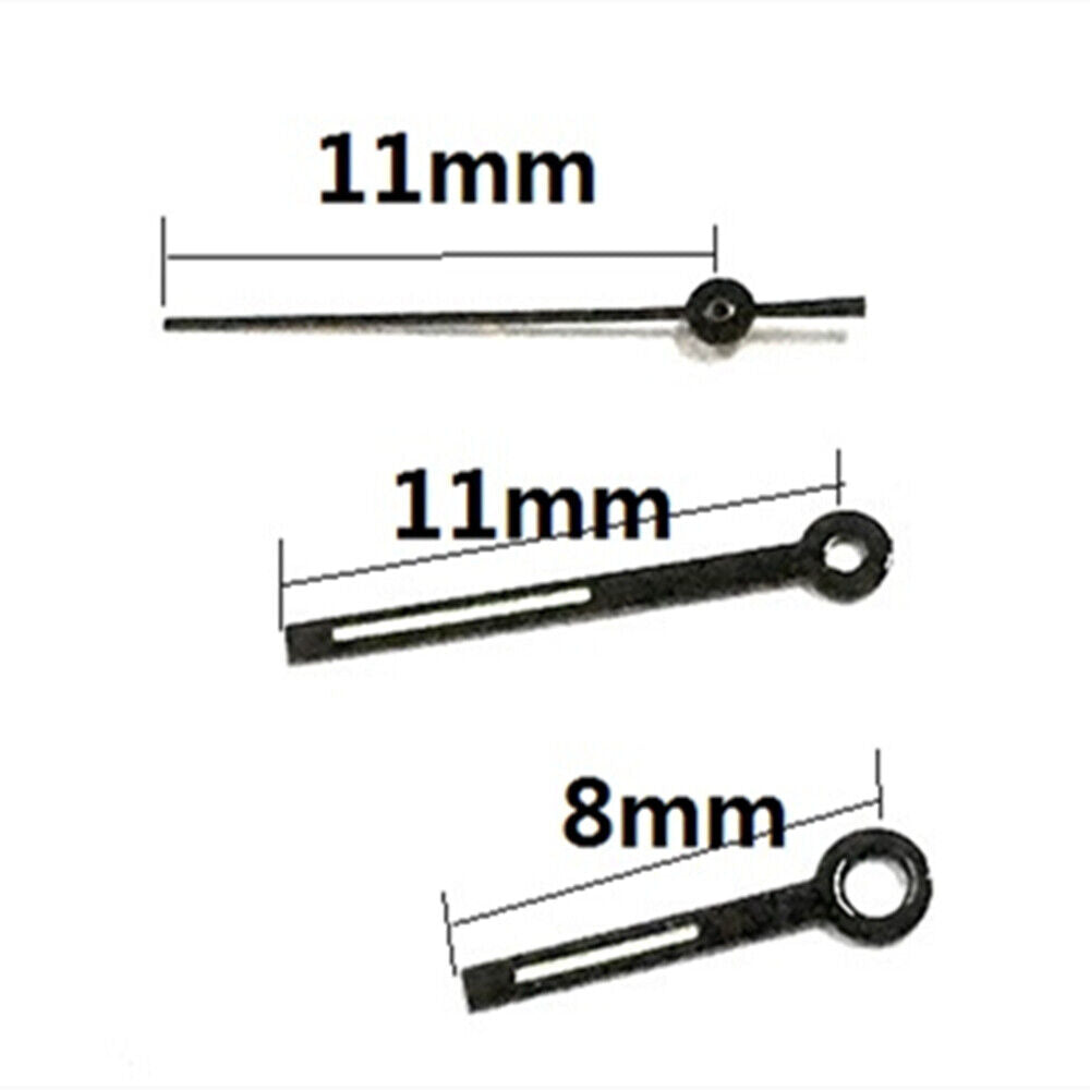 Black trim green lume watch hands for Miyota 6M12 quartz movement, precision fit.