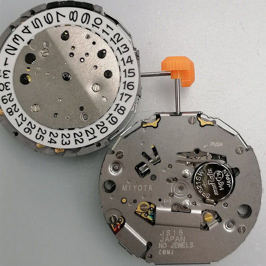Miyota JS15 Japan quartz watch movement with small second at 6, 9, 12 and date display at 3.