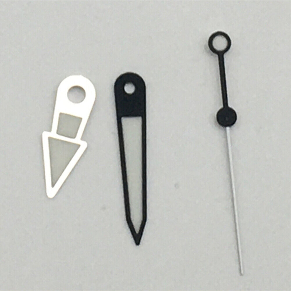 Black trim green luminous watch hands for NH35A/NH36A movement, enhancing readability in low light.