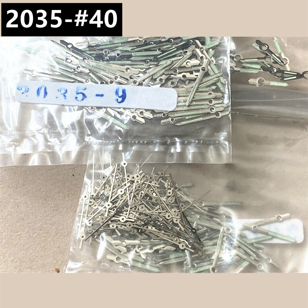 Lot de 100 aiguilles de montre 9 mm vertes luminescentes avec garniture argentée pour mouvement à quartz Miyota 2035