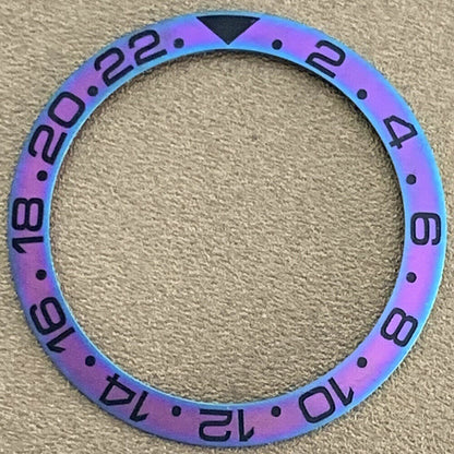 38 mm/30,5 mm mattierter regenbogenblau-goldener Keramik-Uhrenlünetteneinsatz passend für 40-mm-Gehäuse