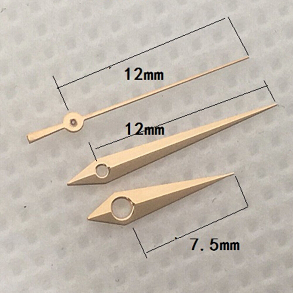 12 mm roségoldene Uhrzeiger mit Pfeilspitze für Miyota 7T35 Quarzwerk