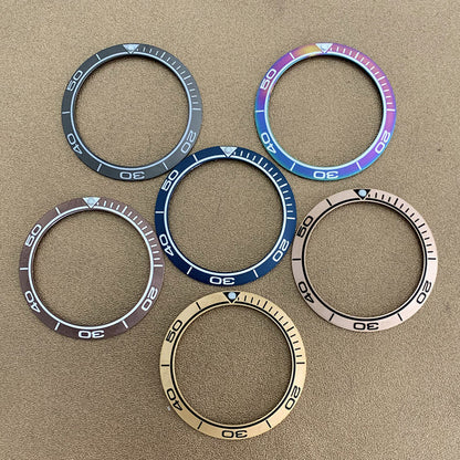 Lunette de montre en aluminium doré bleu arc-en-ciel mat 38 mm/30,5 mm