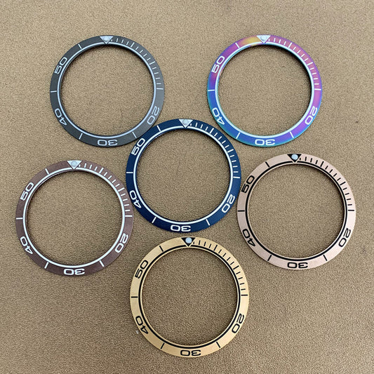 38 mm/30,5 mm matt regenbogenblau goldene Aluminium-Uhrenlünette