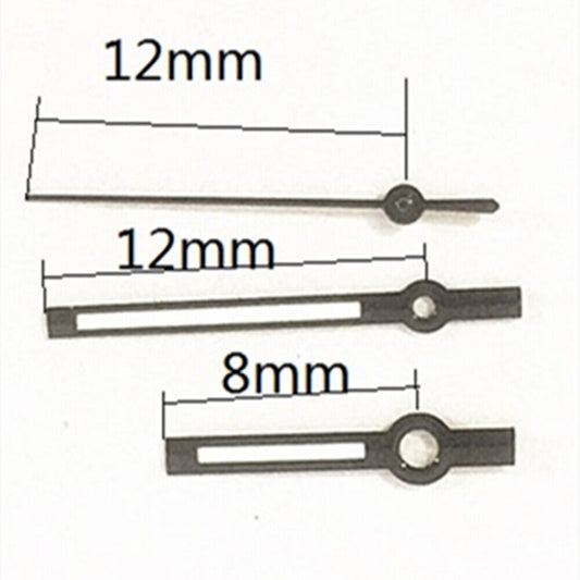 Aiguilles de montre noires de 12 mm avec rétroéclairage vert pour mouvement à quartz Miyota 7T35