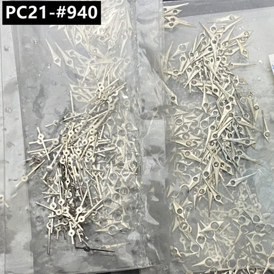 100 Sets 5 mm silberne Uhrzeiger für Hattori Epson PC21 Quarzwerk